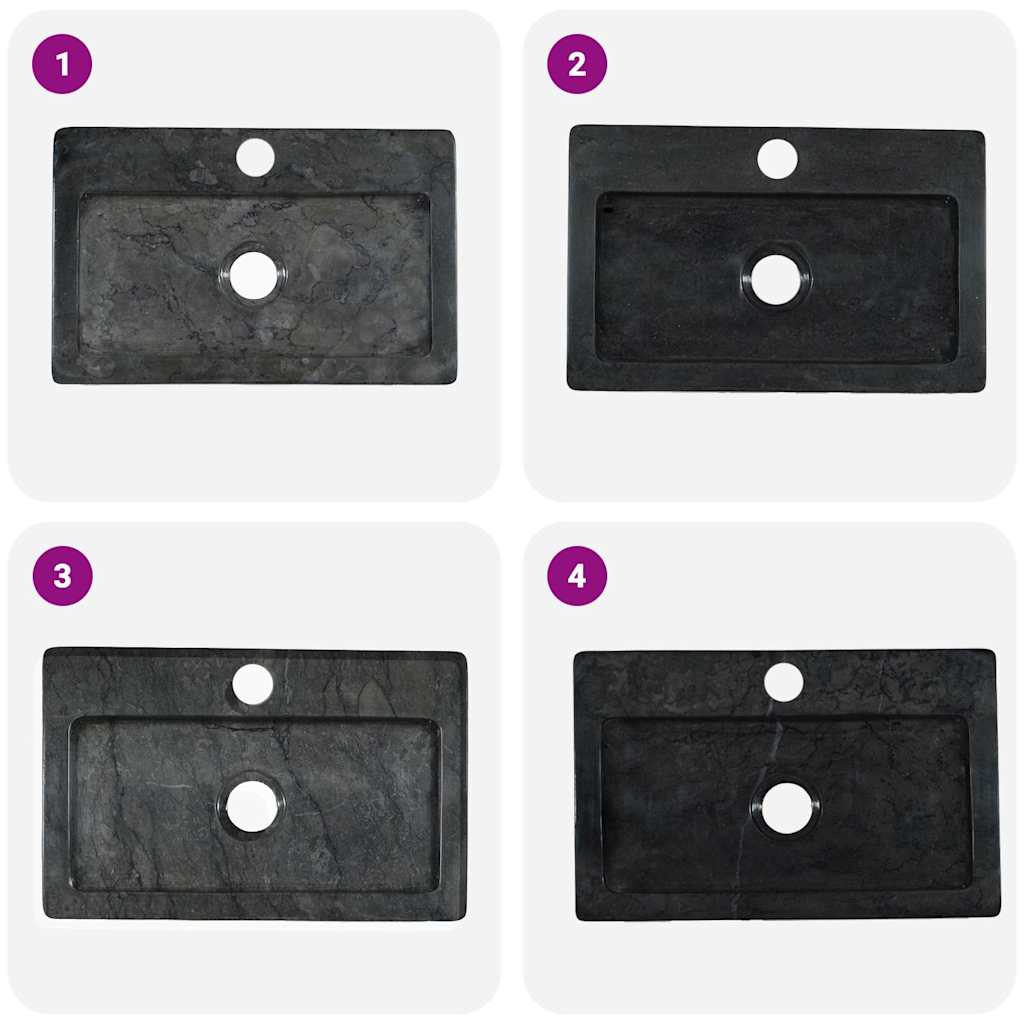 vidaXL Νιπτήρας Επιτοίχιος Μαύρος 38 x 24 x 6,5 εκ. Μαρμάρινος