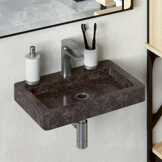 vidaXL Νιπτήρας Επιτοίχιος Μαύρος 38 x 24 x 6,5 εκ. Μαρμάρινος