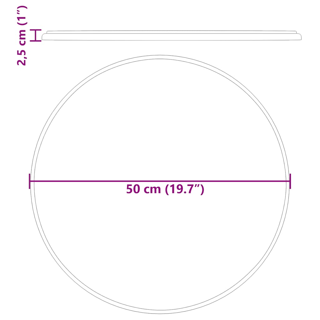 vidaXL Επιφάνεια Τραπεζιού Μαύρη Ø50 x 2,5 cm Μαρμάρινη