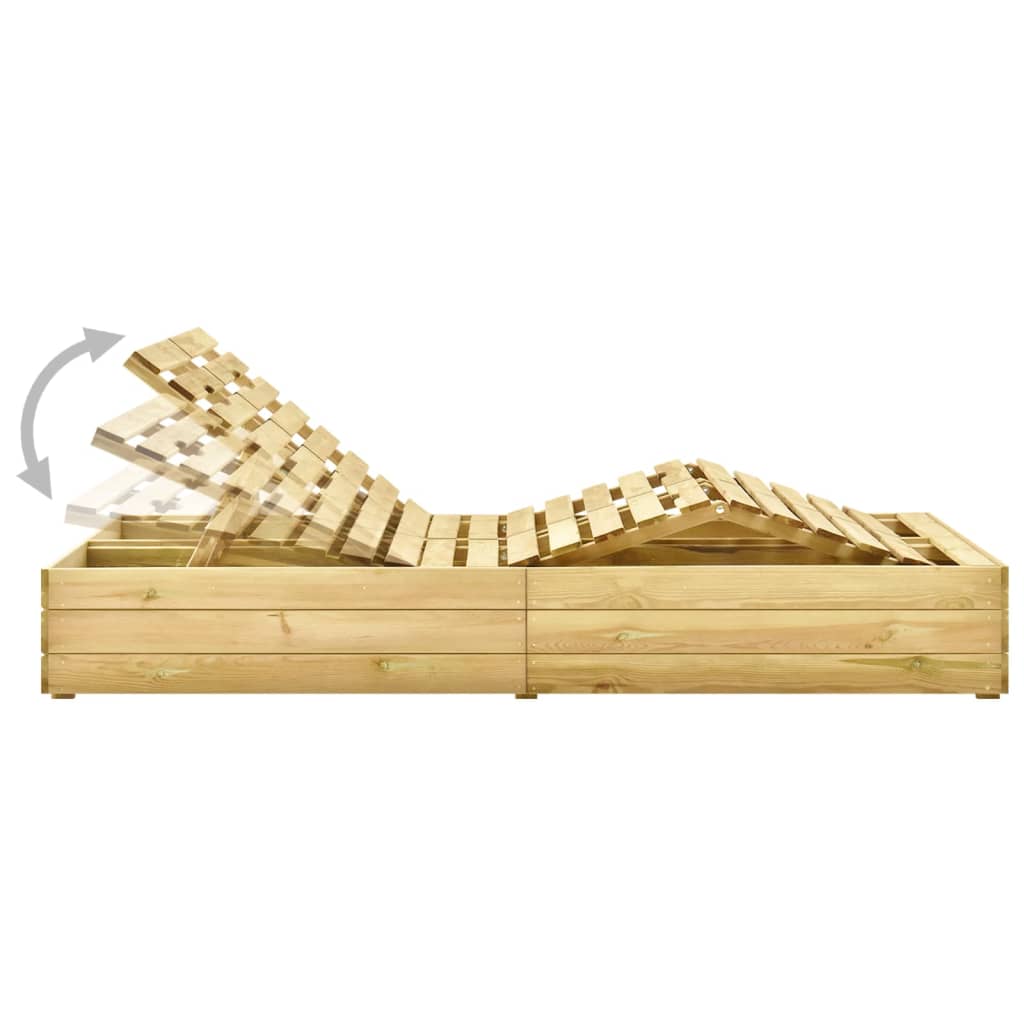 vidaXL Ξαπλώστρα Διπλή από Εμποτισμένο Ξύλο Πεύκου & Πράσινα Μαξιλάρια