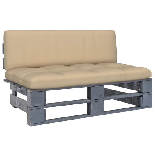 vidaXL Καναπές Κήπου Μεσαίος από Παλέτες Γκρι Ξύλο Πεύκου