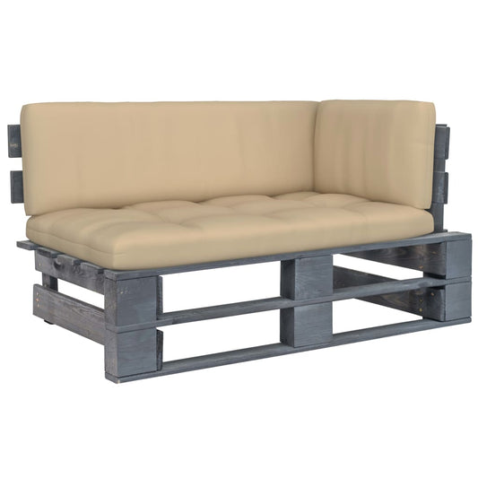 vidaXL Καναπές Κήπου Γωνιακός από Παλέτες Γκρι Εμποτισμένο Ξύλο Πεύκου