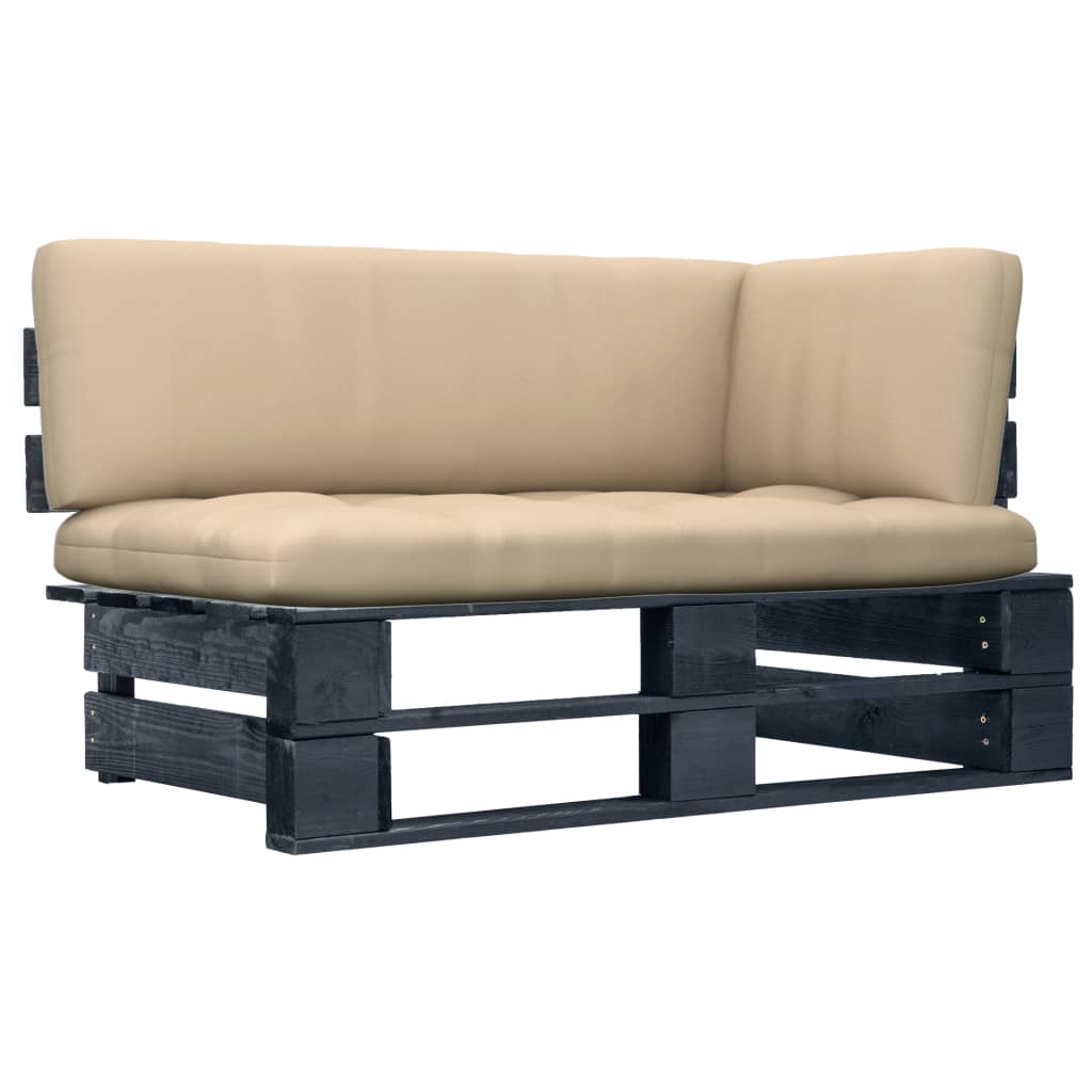 vidaXL Καναπές Κήπου Γωνιακός Παλέτες Μαύρος Εμποτισμένο Ξύλο Πεύκου