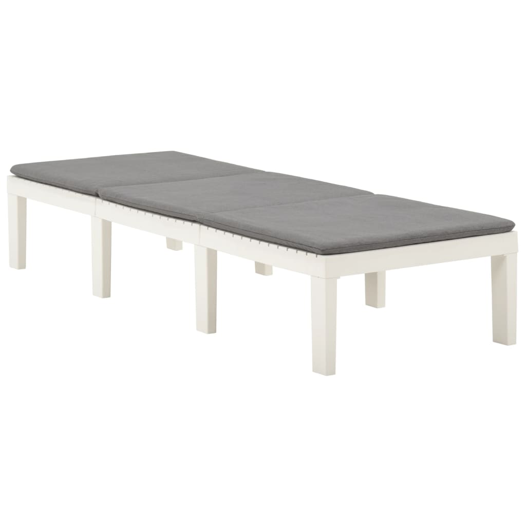 vidaXL Ξαπλώστρα Λευκή Πλαστική με Μαξιλάρι