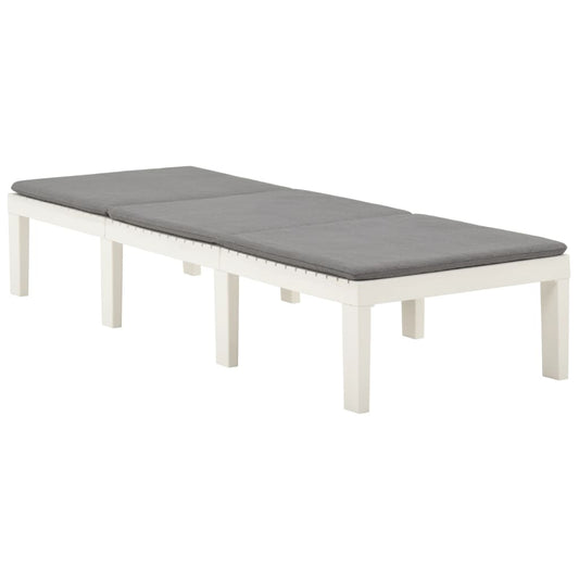 vidaXL Ξαπλώστρα Λευκή Πλαστική με Μαξιλάρι