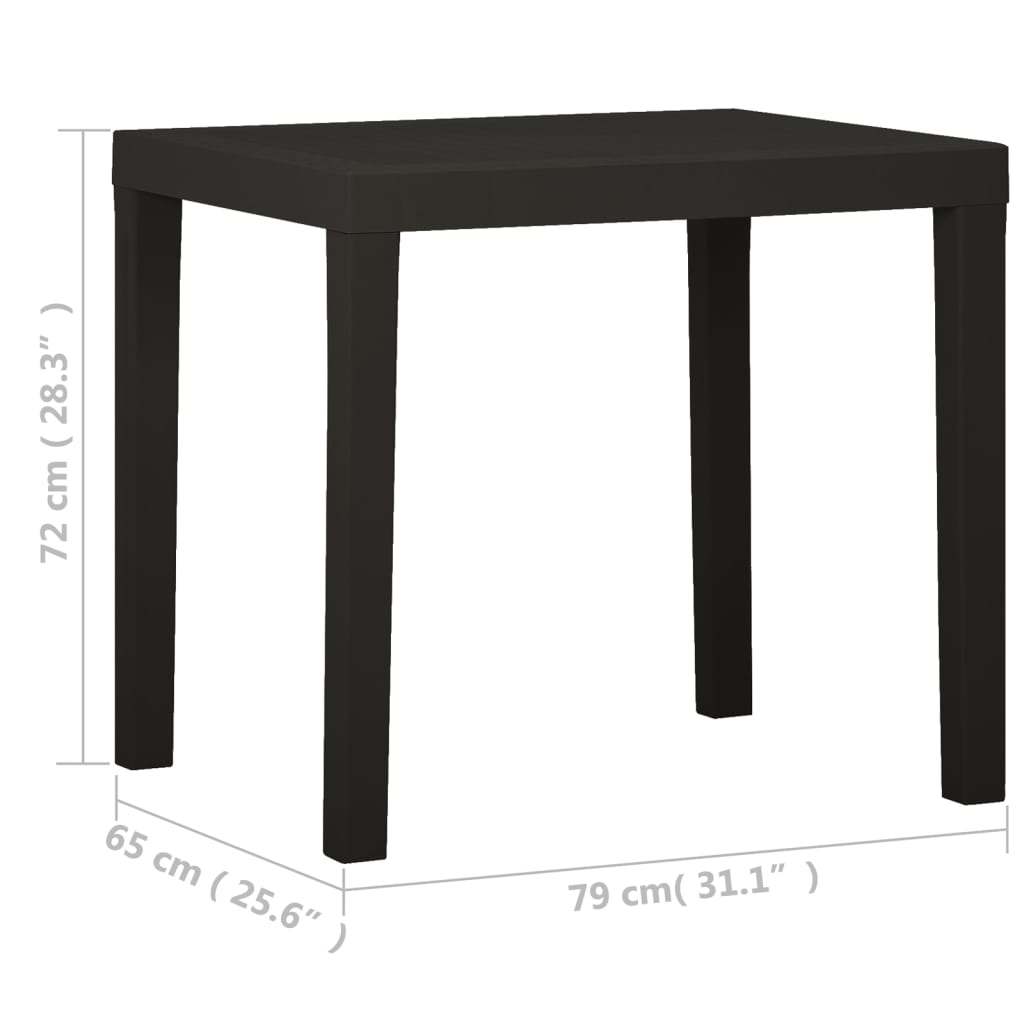 vidaXL Τραπέζι Κήπου Ανθρακί 79 x 65 x 72 εκ. από Πλαστικό