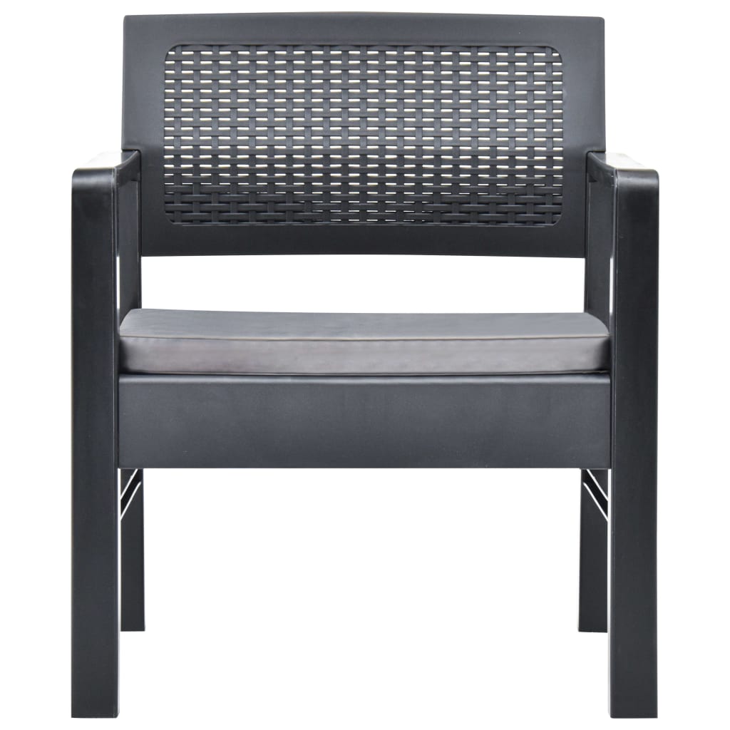 vidaXL Σαλόνι Κήπου 3 Τεμαχίων Γκρι Πλαστικό με Μαξιλάρια