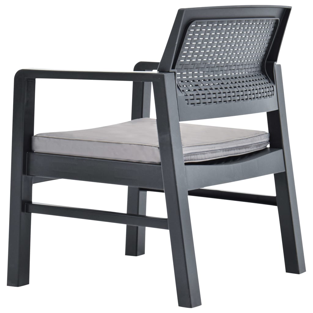 vidaXL Σαλόνι Κήπου 3 Τεμαχίων Γκρι Πλαστικό με Μαξιλάρια