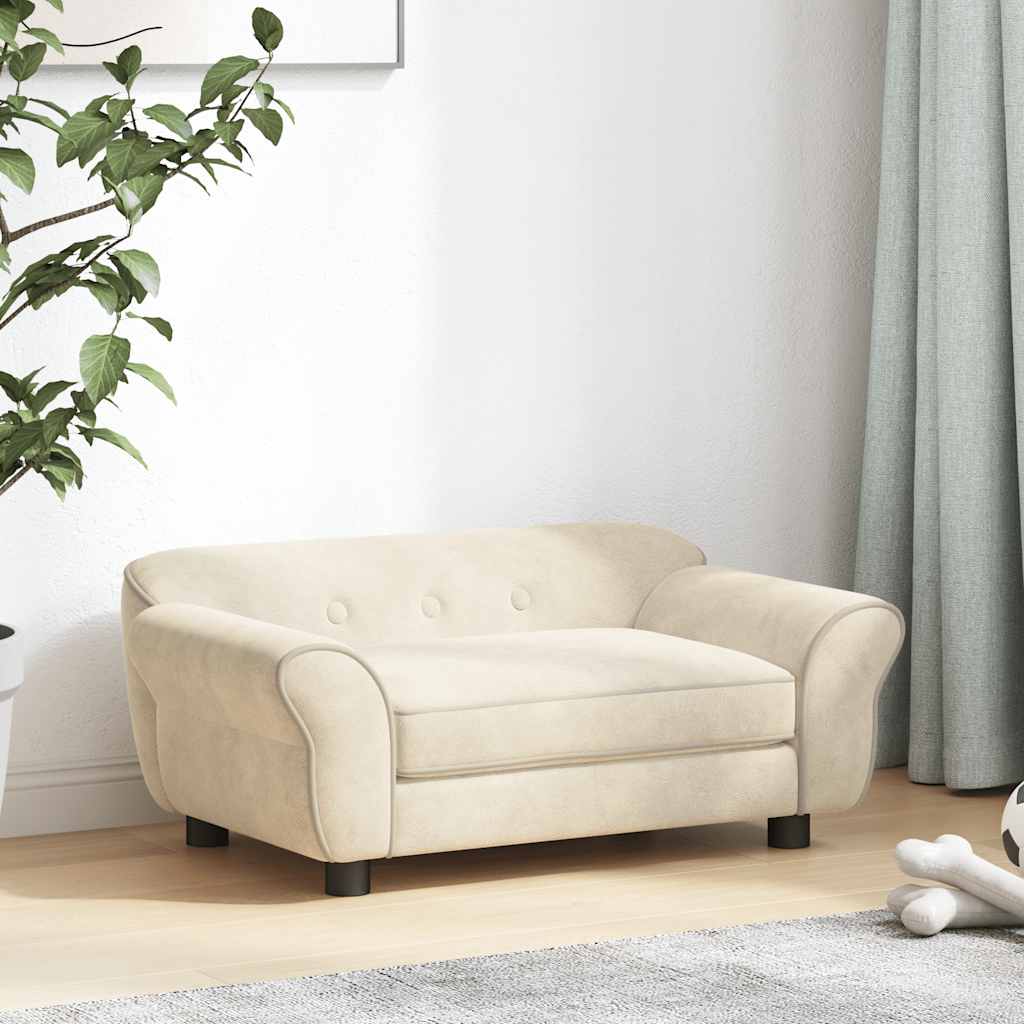 vidaXL Καναπές - Κρεβάτι Σκύλου Κρεμ 72 x 45 x 30 εκ. Βελουτέ