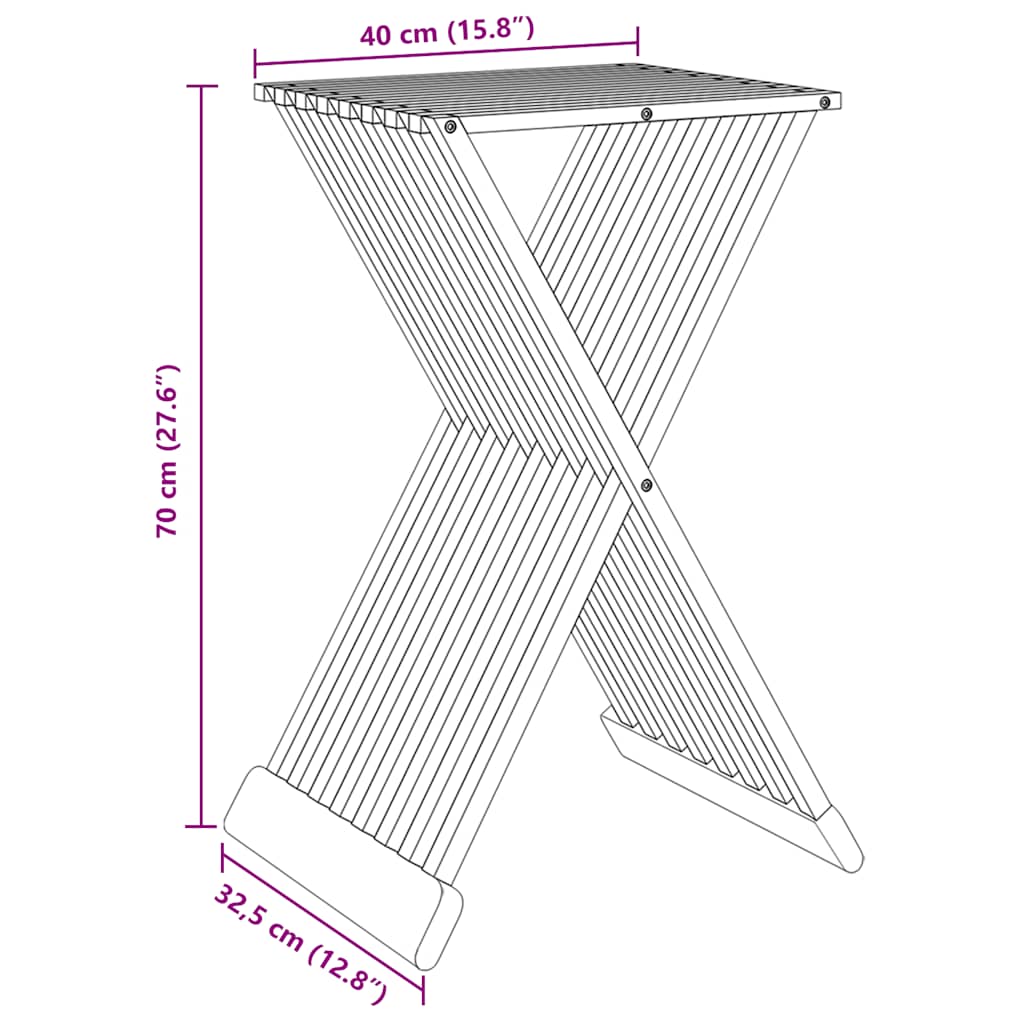 vidaXL Σκαμπό Πτυσσόμενο 40 x 32,5 x 70 εκ. από Μασίφ Ξύλο Teak