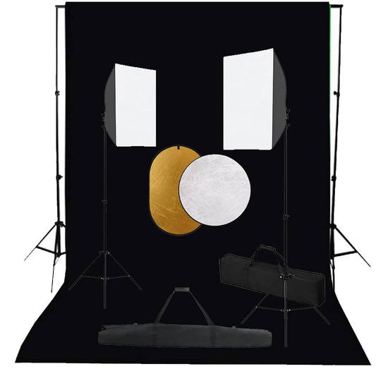 vidaXL Κιτ Φωτογραφικού Στούντιο Softbox με Φώτα, Φόντο & Ανακλαστήρα