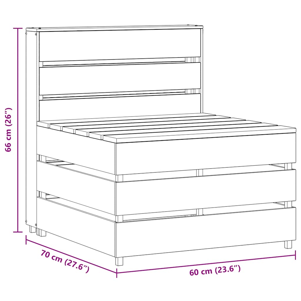 vidaXL Καναπές Κήπου Μεσαίος από Παλέτες Γκρι Ξύλο Πεύκου