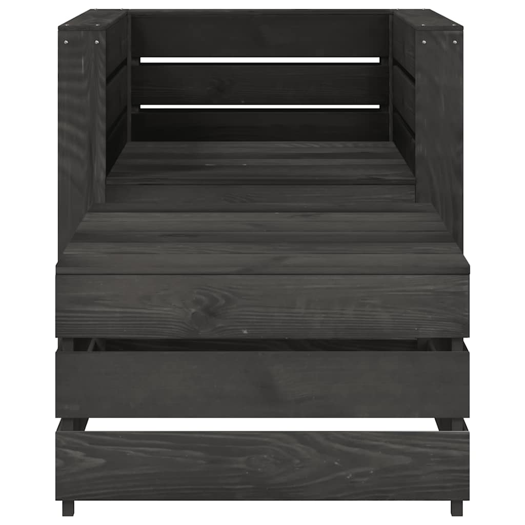 vidaXL Σαλόνι Κήπου από Παλέτες Σετ 2 Τεμαχίων Γκρι Εμποτ. Ξύλο Πεύκου