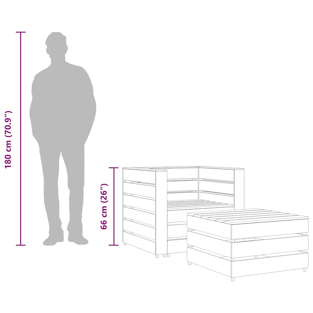 vidaXL Σαλόνι Κήπου από Παλέτες Σετ 2 Τεμαχίων Γκρι Εμποτ. Ξύλο Πεύκου