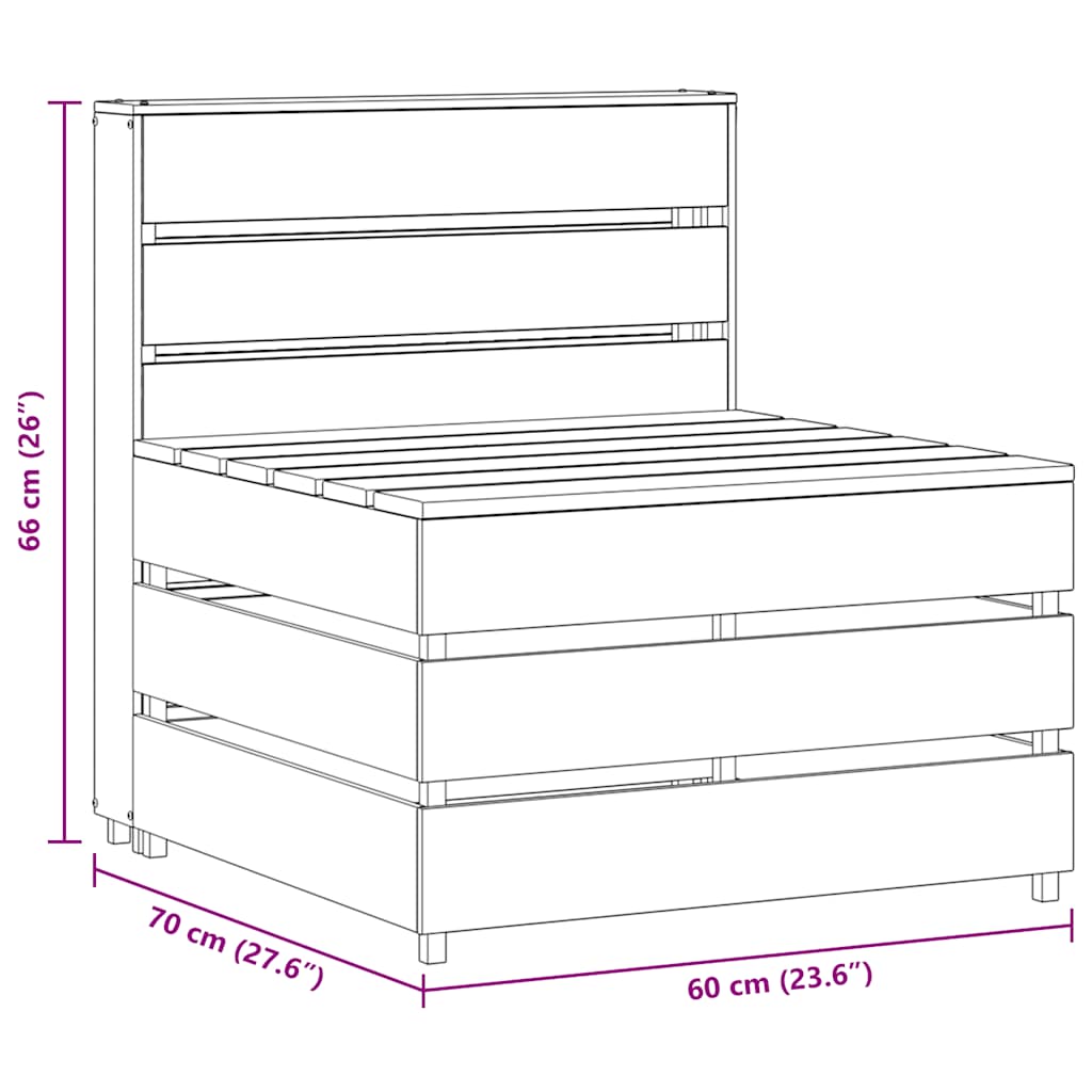 vidaXL Καναπές Κήπου Μεσαίος από Παλέτες Εμποτισμένο Ξύλο Πεύκου