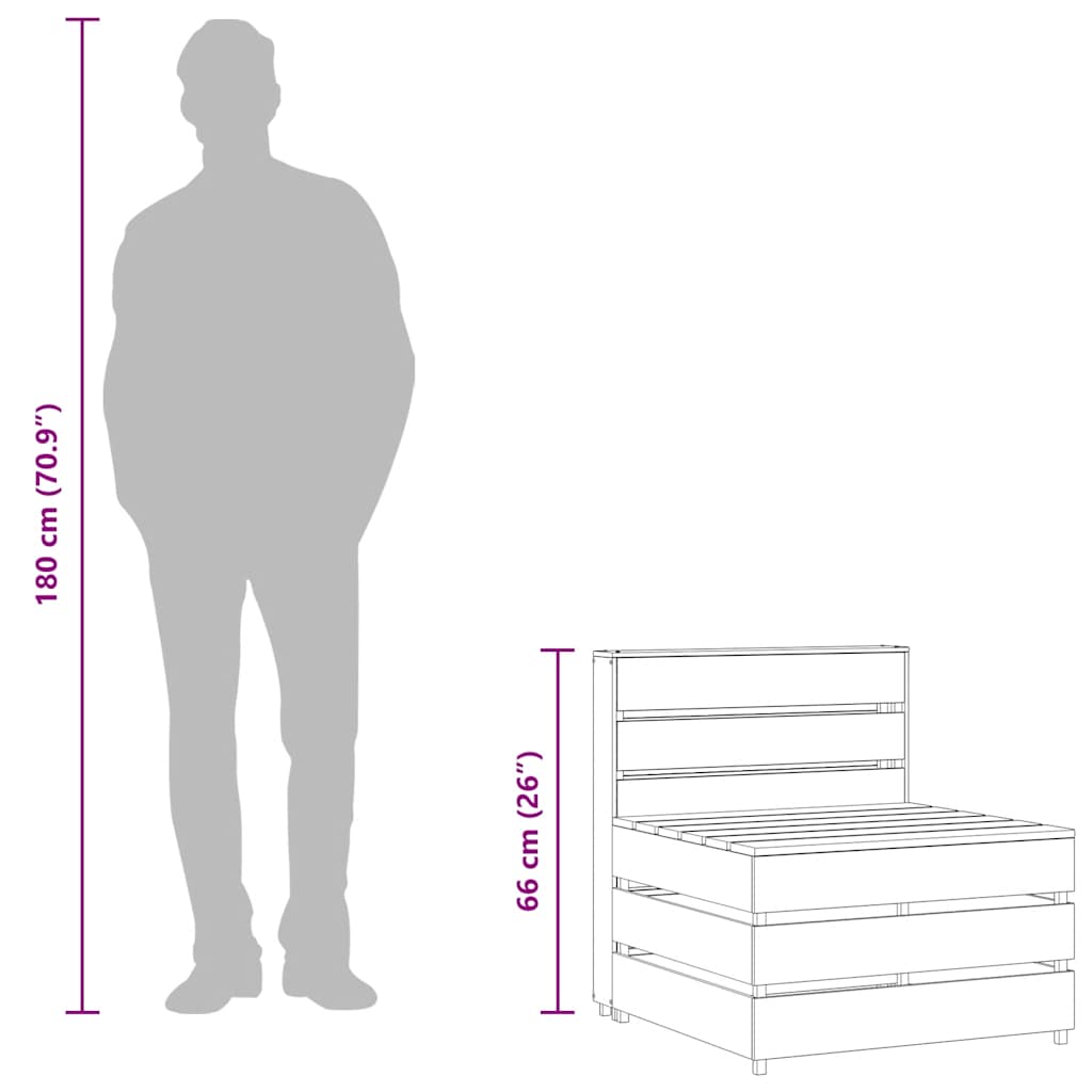 vidaXL Καναπές Κήπου Μεσαίος από Παλέτες Εμποτισμένο Ξύλο Πεύκου