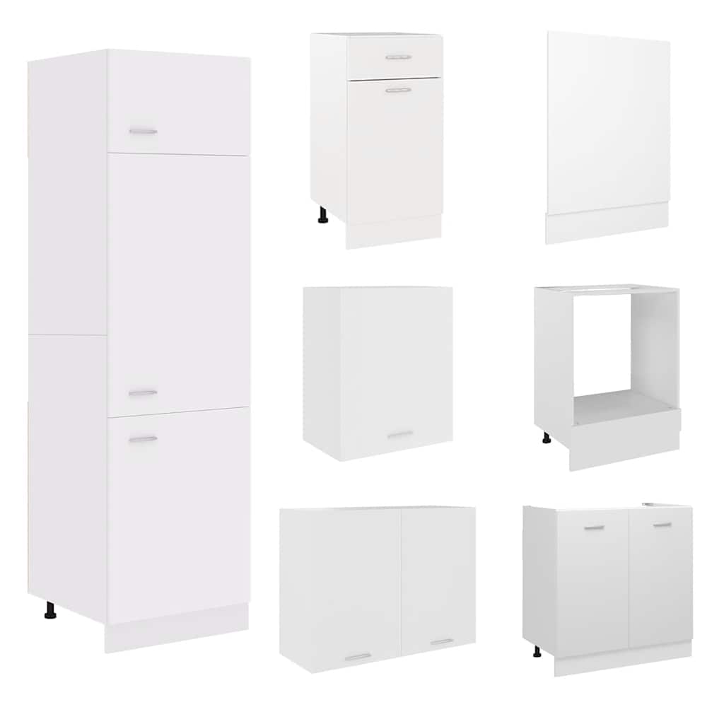 vidaXL Σετ Ντουλαπιών Κουζίνας 7 Τεμαχίων "Lyon" Λευκό από Μηχανικά Ξύλινα Έπιπλα