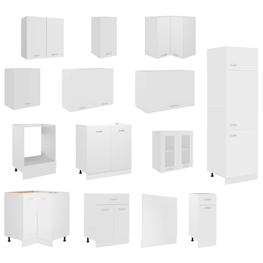 vidaXL Σετ Ντουλαπιών Κουζίνας 14 Τεμαχίων "Lyon" Λευκό από Μηχανικά Ξύλινα Έπιπλα