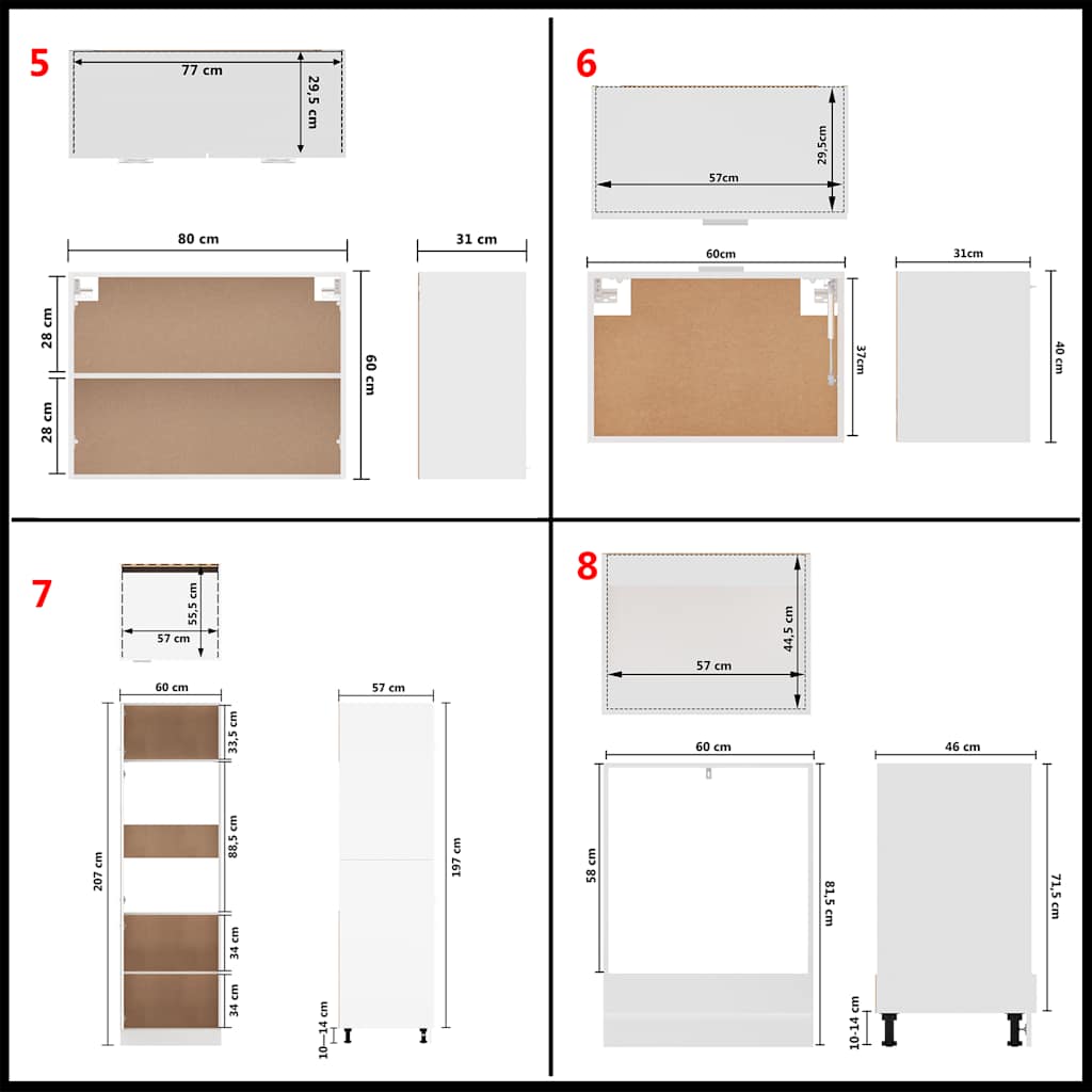 vidaXL Σετ Ντουλαπιών Κουζίνας 14 Τεμαχίων "Lyon" Λευκό από Μηχανικά Ξύλινα Έπιπλα