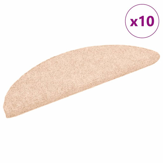 vidaXL Πατάκια Σκαλιών Αυτοκόλλητα 10 τεμ. Ανοιχτό Καφέ Ημίστρογγυλά 56x17x3 εκ.