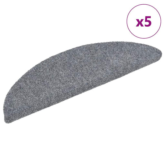 vidaXL Πατάκια Σκάλας Αυτοκόλ. 5 τεμ. Αν. Γκρι 56x17x3 εκ Βελονιασμένα
