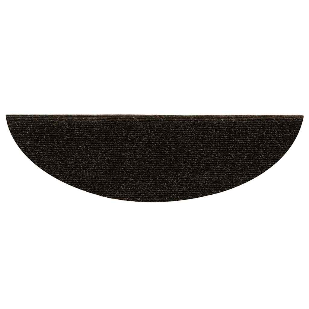 vidaXL Πατάκια Σκαλιών Αυτοκόλλητα 10 τεμ. Σκούρο Καφέ Ημίκυκλα 56x17x3 εκ.