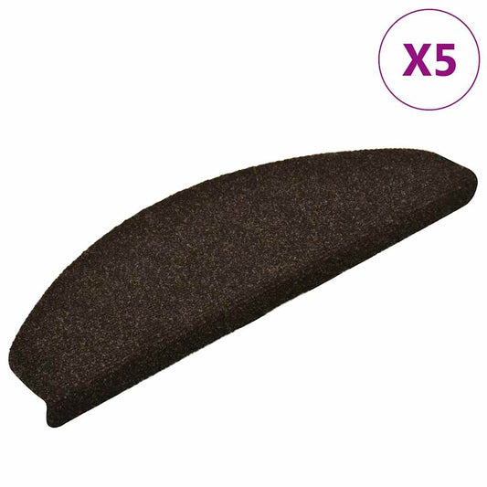 vidaXL Πατάκια Σκαλιών Αυτοκόλλητα 5 τεμ. 65x21x4 εκ. Σκούρο Καφέ Ημίστρογγυλά Μεγάλα