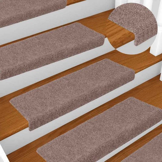 vidaXL Πατάκια Σκαλιών Αυτοκόλλητα 10 τεμ. 65x21x4 εκ. Ανοιχτό Καφέ Ορθογώνια Άκρη