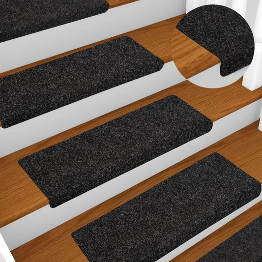 vidaXL Αυτοκόλλητα Πατάκια Σκαλιών 5 τεμ. 65x21x4 εκ. Μαύρα Ορθογώνια Άκρη