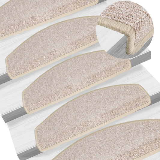 vidaXL Πατάκια Σκαλιών 10 τεμ. Μεγάλα Μπεζ-Μπεζ-Ημί-Στρογγυλά 65x24x4 εκ.