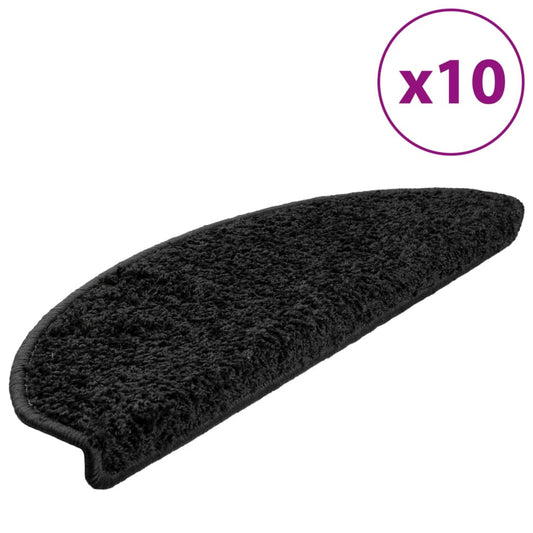 vidaXL Πατάκια Σκάλας 10 τεμ. Μαύρα 65 x 21 x 4 εκ.