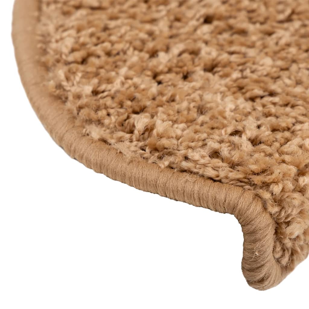 vidaXL Πατάκια Σκαλιών 10 τεμ. Μπεζ Ημίστρογγυλά Μεγάλα 65x21x4 εκ.