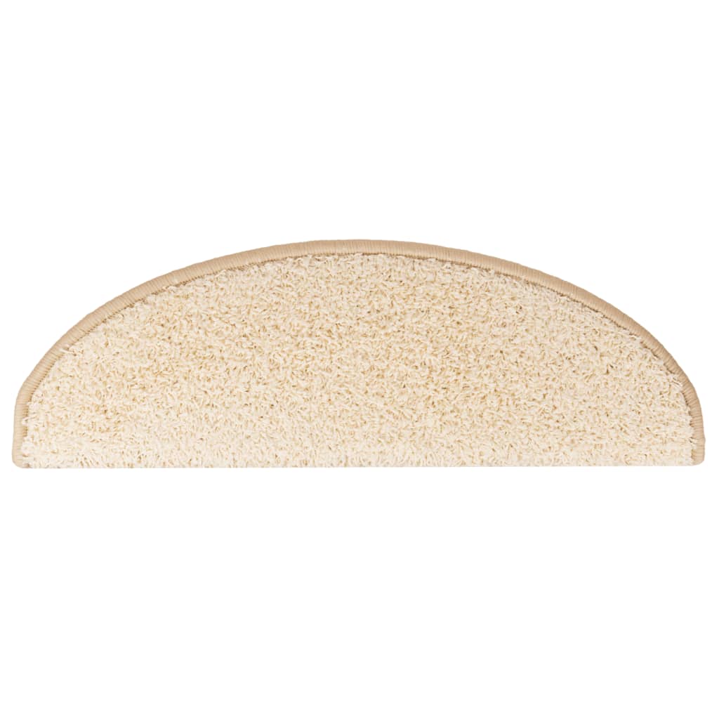 vidaXL Πατάκια Σκαλιών 10 τεμ. Κρεμ Ημίστρογγυλά Μεγάλα 65x21x4 εκ.