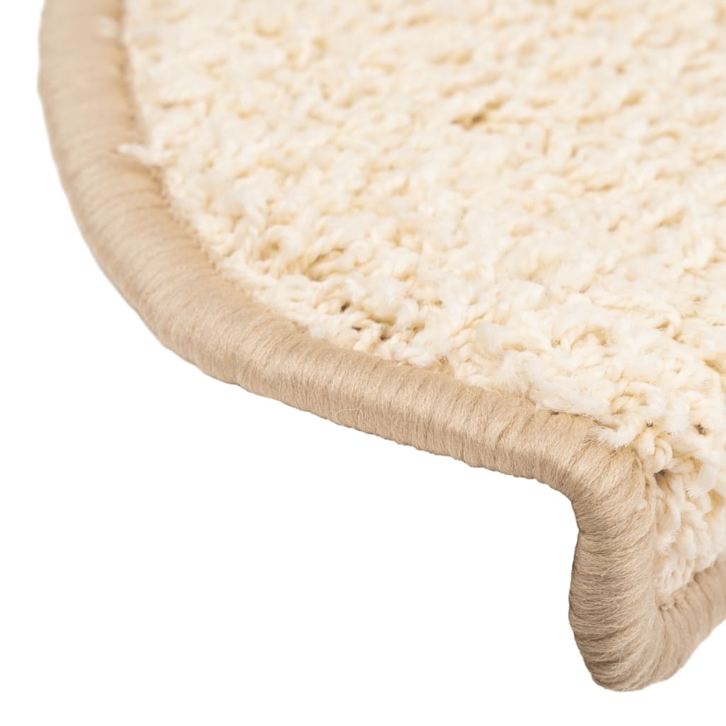 vidaXL Πατάκια Σκαλιών 10 τεμ. Κρεμ Ημίστρογγυλά Μεγάλα 65x21x4 εκ.