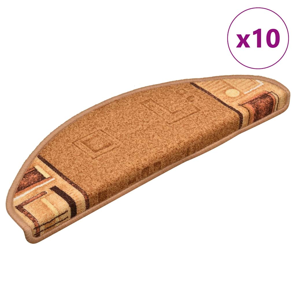 vidaXL Πατάκια Σκάλας Αυτοκόλλητα 10 τεμ. Μπεζ 65x21x4 εκ.