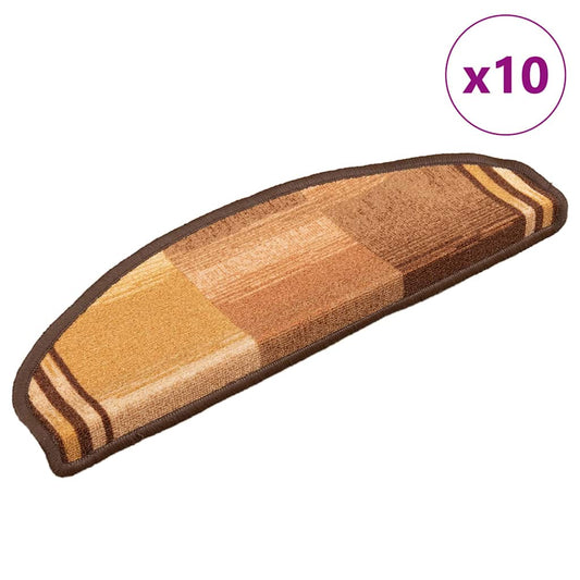 vidaXL Πατάκια Σκάλας Αυτοκόλλητα 10 τεμ. Καφέ 65x21x4 εκ.
