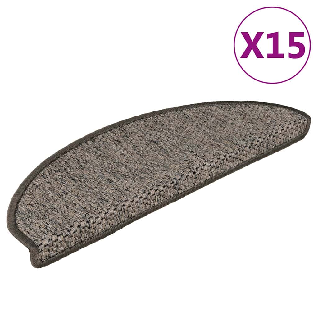 vidaXL Πατάκια Σκάλας Αυτοκόλλητα 15τεμ. Όψη Σιζάλ Γκρι/Μπεζ 65x21x4εκ