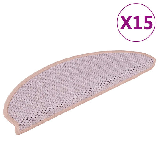 vidaXL Πατάκια Σκάλας Αυτοκόλ. 15 τεμ. Όψη Σιζάλ 65x21x4 εκ. Ροζ