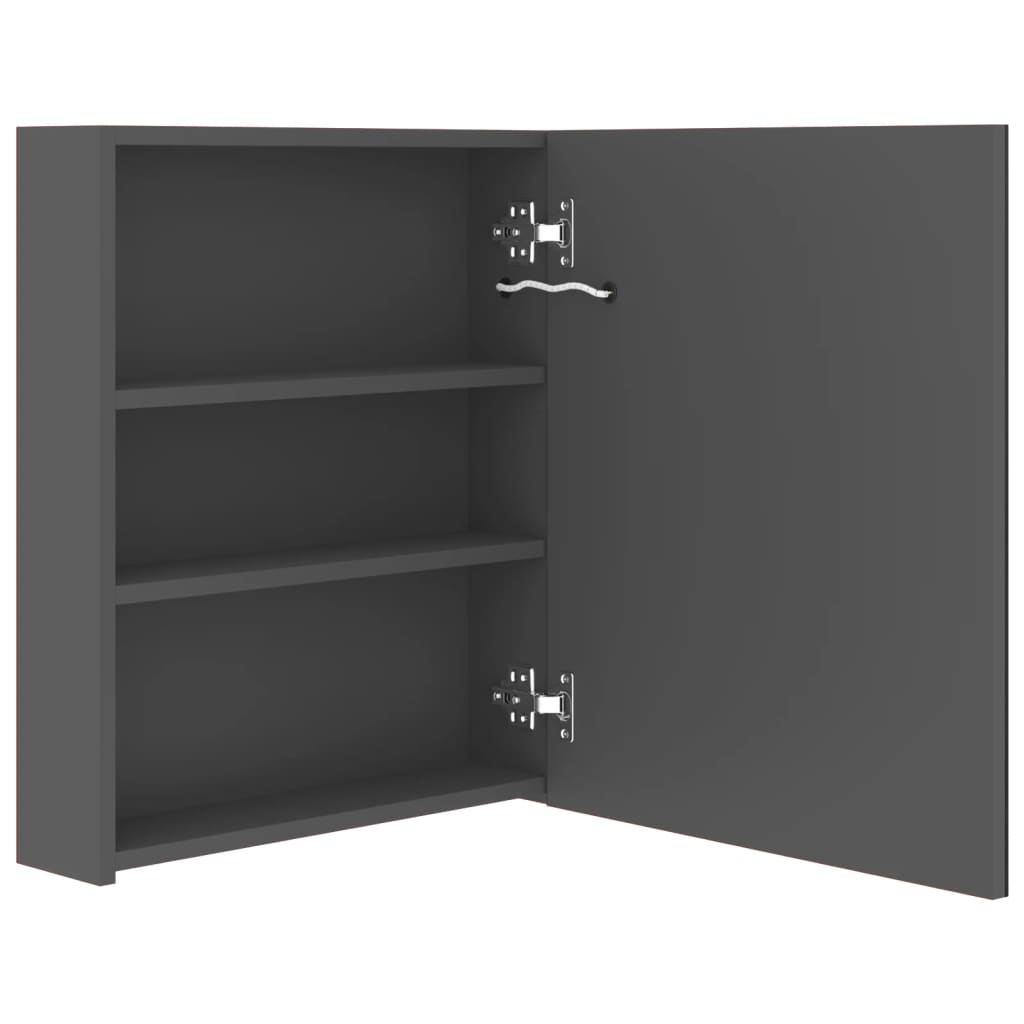 vidaXL Καθρέφτης Μπάνιου με Ντουλάπι & Φωτισμό LED Γκρι 50x14x60 εκ.