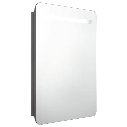 vidaXL Ντουλάπι Μπάνιου με Καθρέφτη & LED Γυαλ. Γκρι 60 x 11 x 80 εκ.