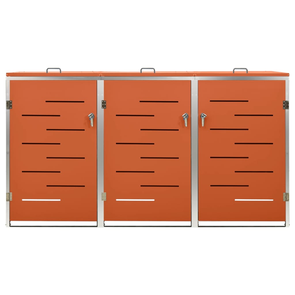 vidaXL Πλαίσιο Κάδου Απορρ. Τριπλό με Ρόδες 207x77,5x112,5εκ. Αν. Ατσ.