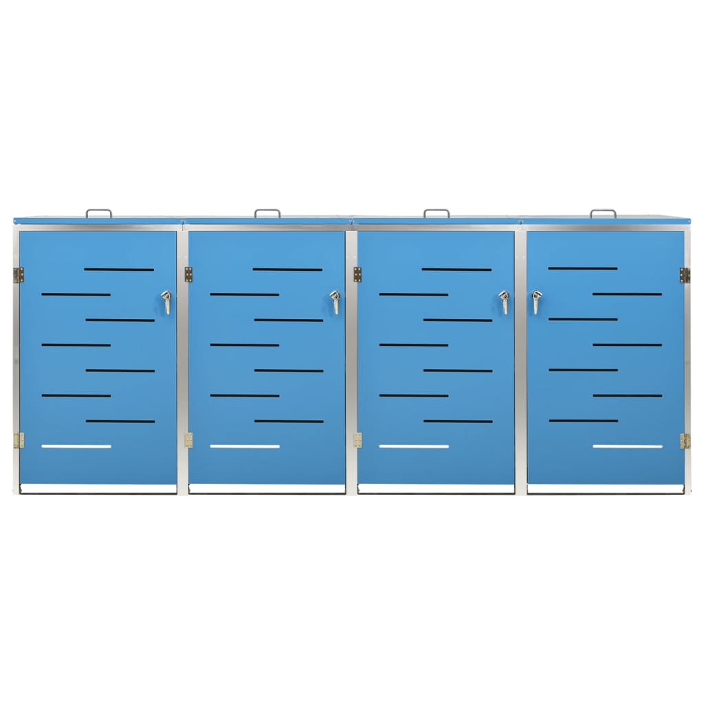 vidaXL Πλαίσιο Κάδων Απορρ. Τετραπλό Ρόδες 276,5x77,5x112,5εκ Αν. Ατσ.