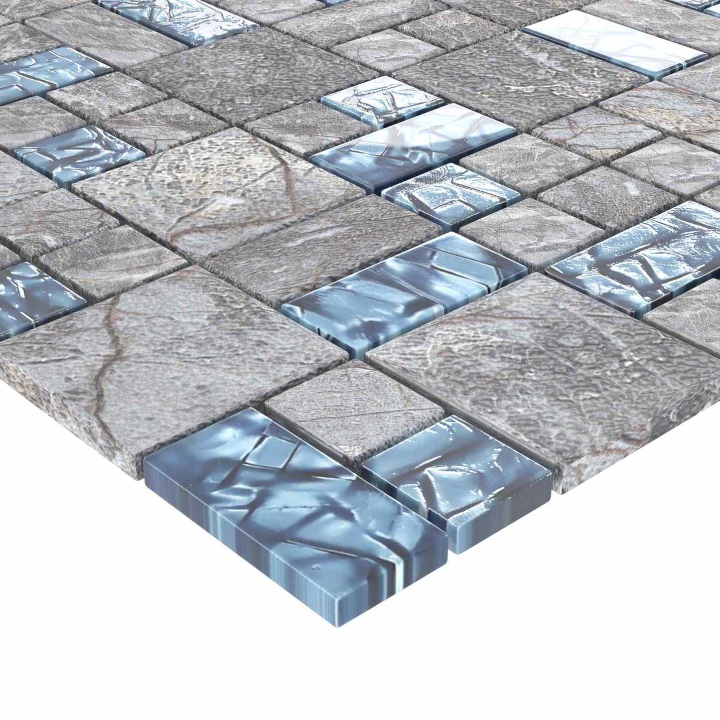 vidaXL Μωσαϊκό Πλακάκι 22 τμχ. 50 x 50 cm Γκρι και Μπλε Γυαλί