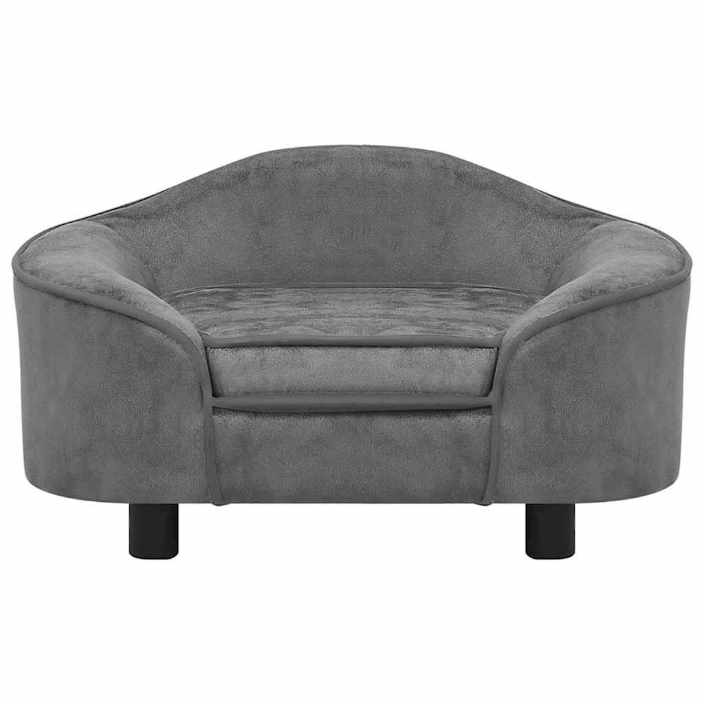 vidaXL Καναπές - Κρεβάτι Σκύλου Γκρι 67 x 47 x 36 εκ. Βελουτέ
