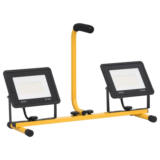 vidaXL Προβολέας LED με Λαβή Θερμό Λευκό 2 x 50 W