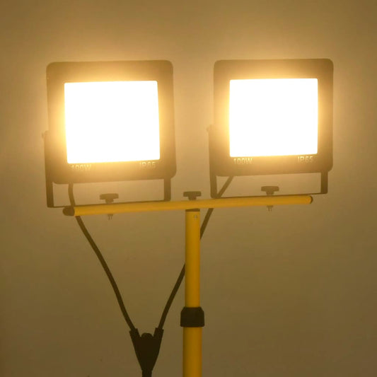 vidaXL Προβολέας LED με Τρίποδο Θερμό Λευκό 2 x 100 W