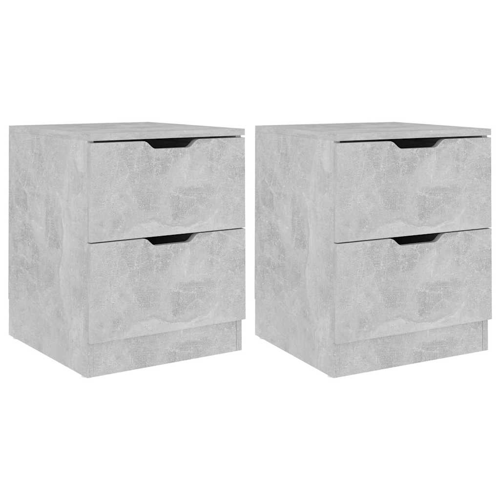 vidaXL Κομοδίνα 2 τεμ. Γκρι Σκυροδέμ. 40 x 40 x 50 εκ. από Μοριοσανίδα