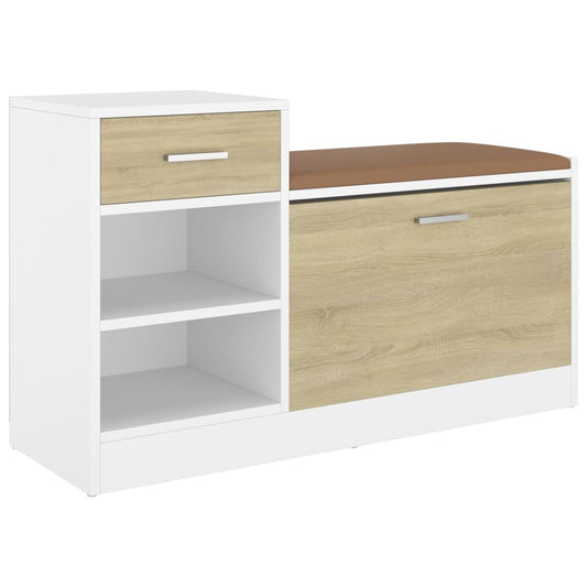 vidaXL Παπουτσοθήκη Λευκή/Sonoma Δρυς 94,5 x 31 x 57 εκ. Επεξ. Ξύλο