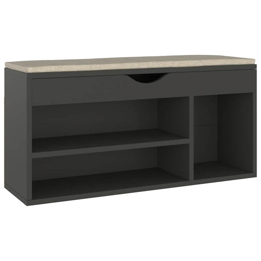 vidaXL Παπουτσοθήκη Γκρι 104 x 30 x 49 εκ. Επεξ. Ξύλο με Μαξιλάρι