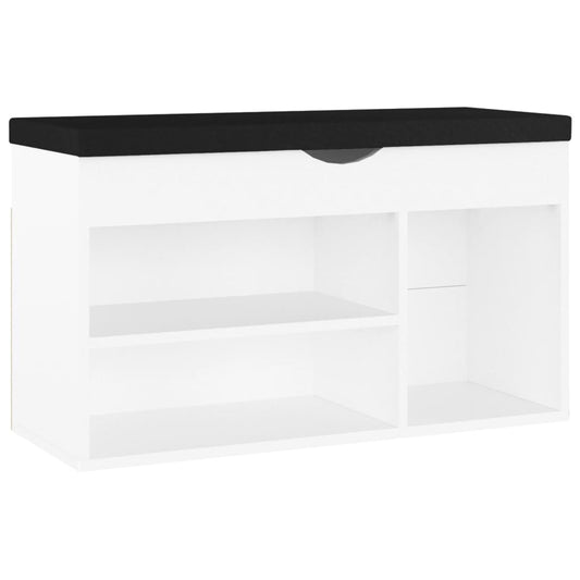 vidaXL Παπουτσοθήκη Λευκή 80 x 30 x 47 εκ. Επεξ. Ξύλο με Μαξιλάρι